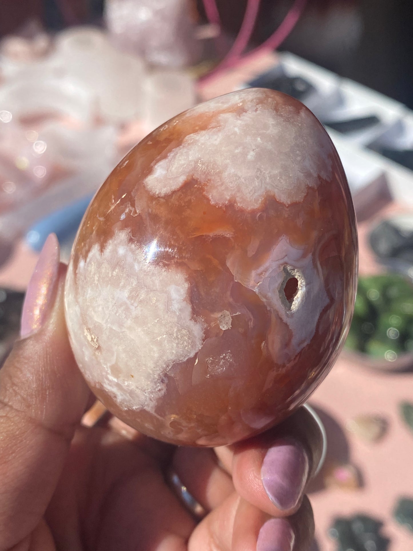 Carnelian Flower Agate Egg