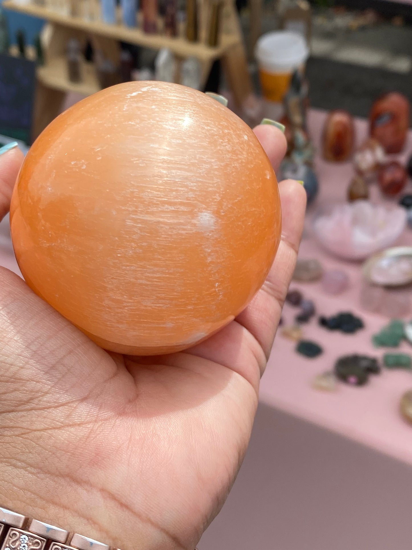 Peach Selenite Sphere