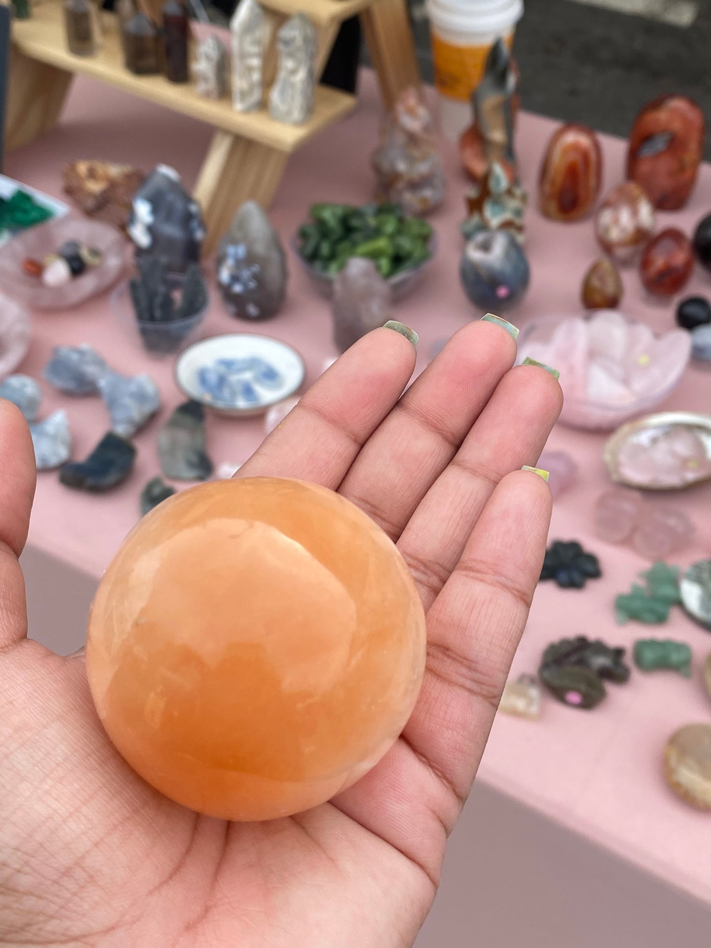 Peach Selenite Sphere