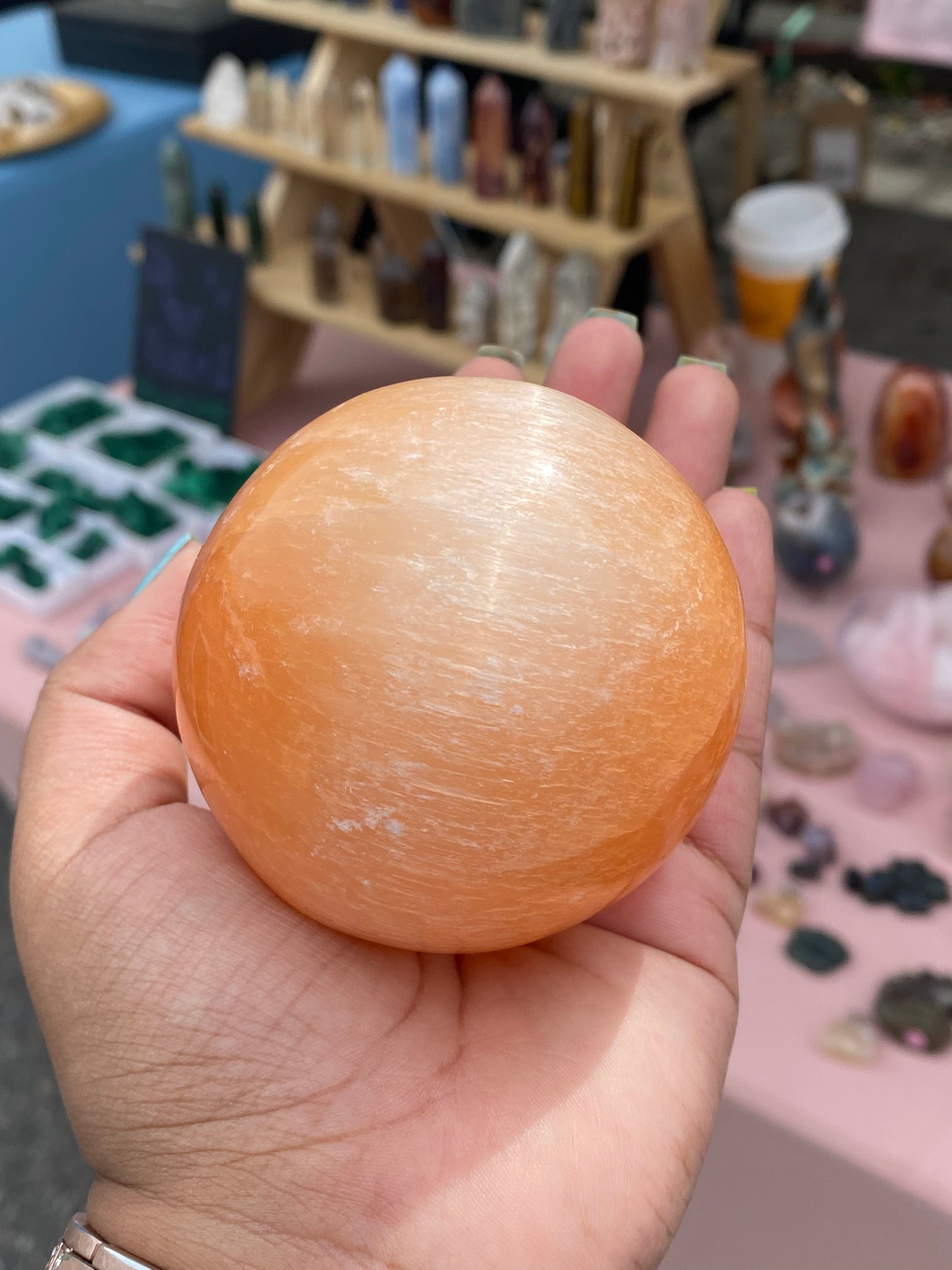 Peach Selenite Sphere