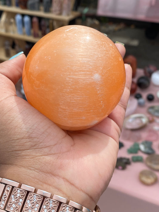 Peach Selenite Sphere