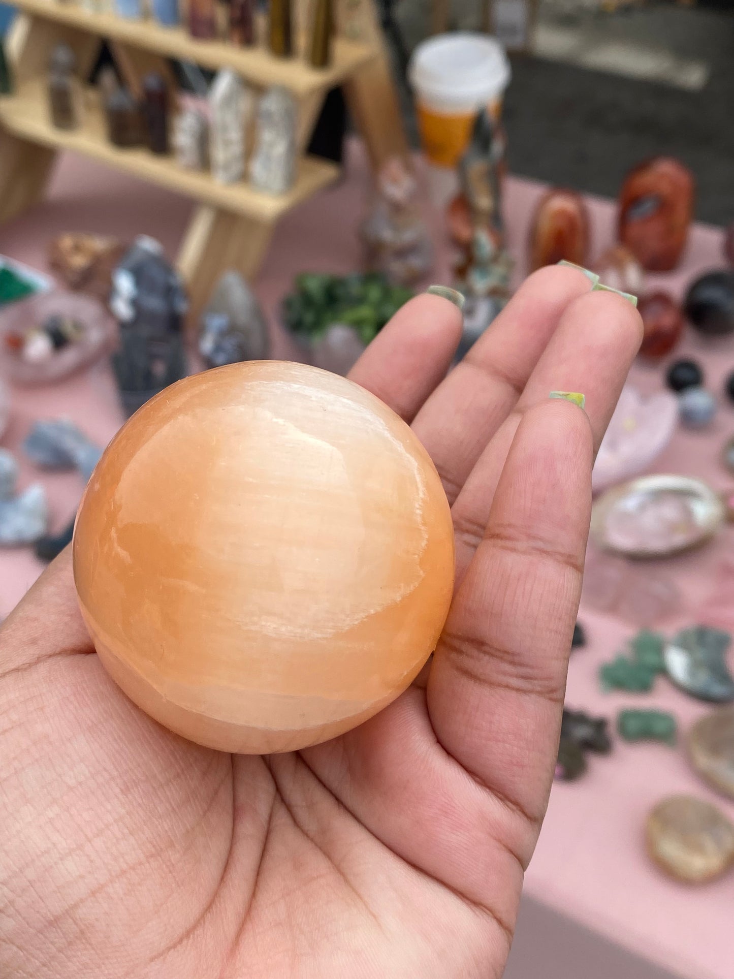 Peach Selenite Sphere